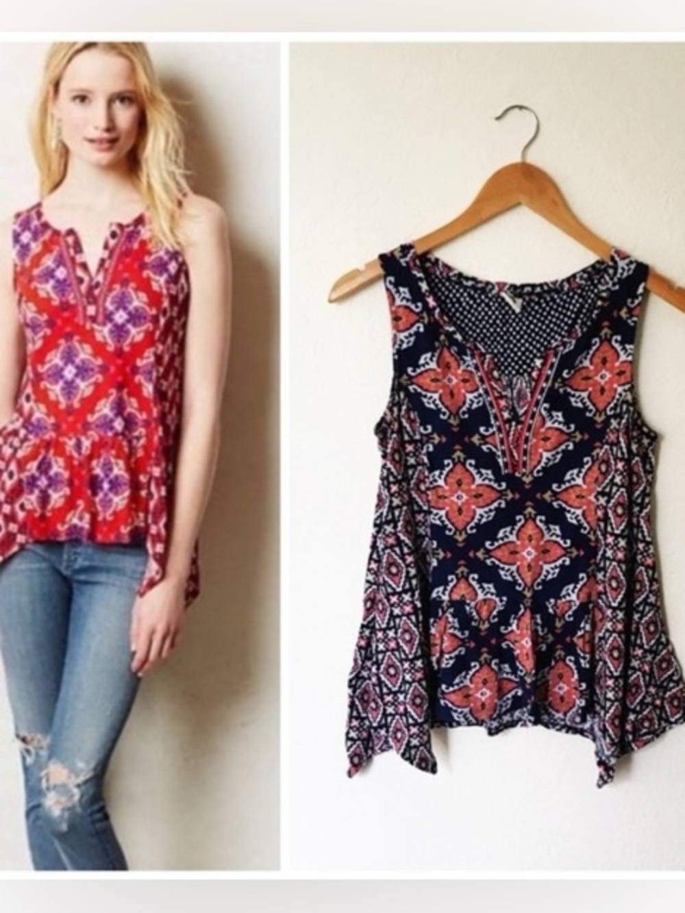 Anthropologie Akemi + Kin Asymmetrical Galapa Split Neck Tank  Size XL